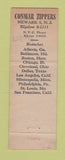 Matchbook Cover - Conmar Zippers feature Newark NJ