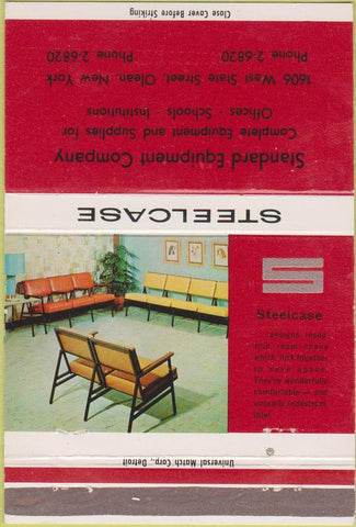 Matchbook Cover - Steelcase office furniture Olean NY red 40 Strike
