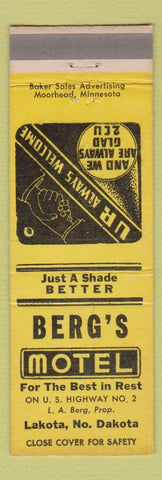 Matchbook Cover - Berg's Motel Lakota ND