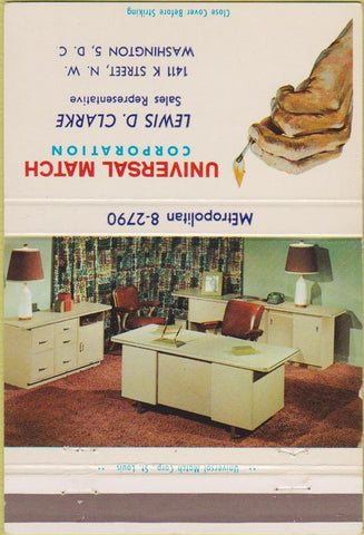 Matchbook Cover - Office Furniture Universal Match Washington DC 40 Strike