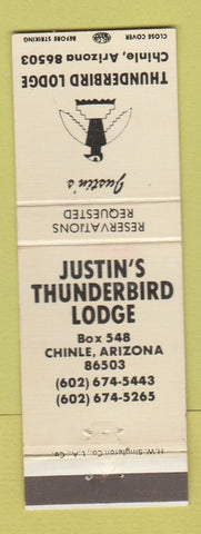 Matchbook Cover - Justin's Thunderbird Lodge Chinle AZ