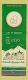 Matchbook Cover - El Paso Club Colorado Springs