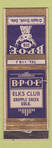 Matchbook Cover - Elks Lodge Cripple Creek Colorado