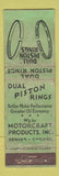 Matchbook Cover - Dual Piston Rings Motorcraft Denver Chicago CROWN POOR