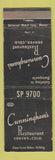 Matchbook Cover - Cunningham's Restaurant Denver Colorado WEAR