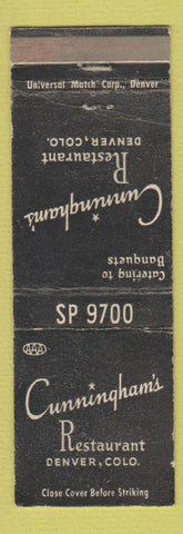 Matchbook Cover - Cunningham's Restaurant Denver Colorado WEAR