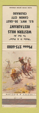 Matchbook Cover - Western Hills Restaurant Canon City Colorado WEAR