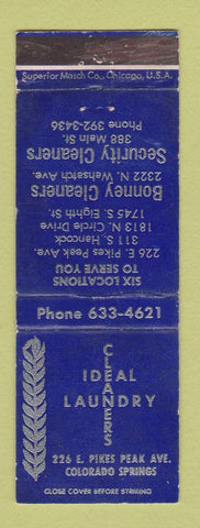 Matchbook Cover - Ideal Cleaners Laundry Colorado Springs