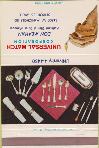 Matchbook Cover - Silverware Universal Match Detroit MI 40 Strike