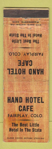 Matchbook Cover - Hand Hotel Cafe Fairplay Colroado WEAR