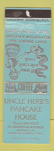 Matchbook Cover - Uncle Herb's Pancake House Manitou Springs Colorado WEAR