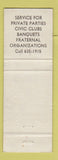 Matchbook Cover - Old Colony Cafeteria Colorado Springs