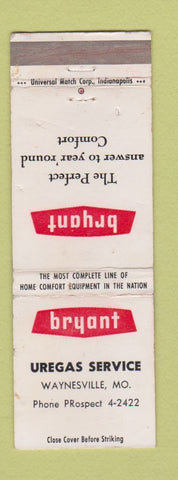 Matchbook Cover - Bryant Heating Uregas Service Waynesville MO WEAR