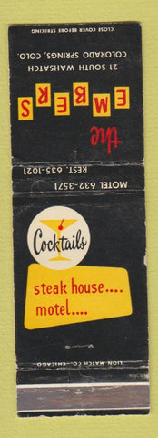 Matchbook Cover - The Embers Steak House Colorado Springs WEAR