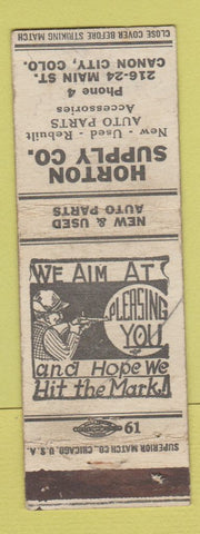 Matchbook Cover - Horton Supply Canon City Colorado WEAR