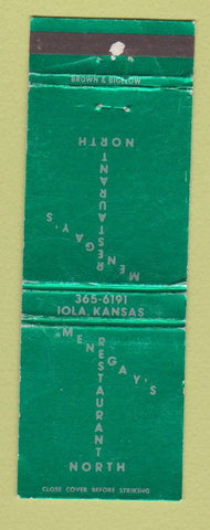 Matchbook Cover - Menegay's Restaurant Iola KS WEAR