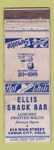 Matchbook Cover - Ellis Snack Bar Canon City Colorado WEAR