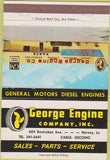 Matchbook Cover - George Engine diesel GM Delco Harvey La 40 Strike