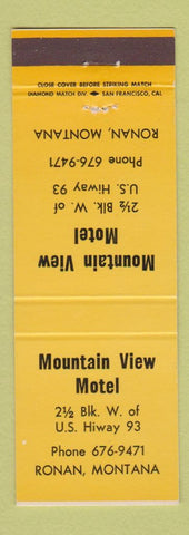 Matchbook Cover - Mountain View Motel Ronan MT YELLOW