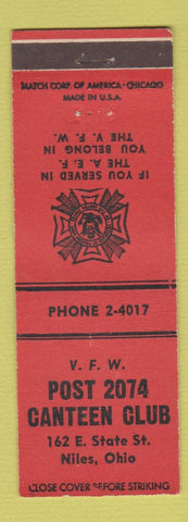 Matchbook Cover - VFW Post Niles OH