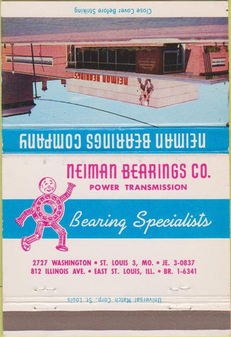 Matchbook Cover - Neiman Bearings St Louis MO East IL 40 Strike