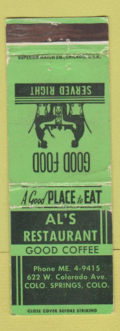 Matchbook Cover - Al's Restaurant Colorado Springs WEAR