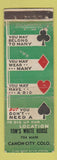 Matchbook Cover - Tom's White House Canon City Colorado WORN
