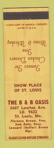 Matchbook Cover - B&B Oasis ST Louis MO