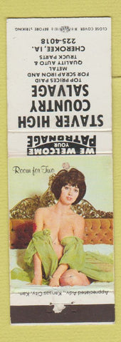 Matchbook Cover - Staver High Country Salvage Cherokee IA pinup WEAR