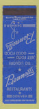 Matchbook Cover - Bennetts Restaurants Denver Colorado