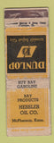 Matchbook Cover - Hessler oil gas Bay McPherson KS Dunlop Tires POOR