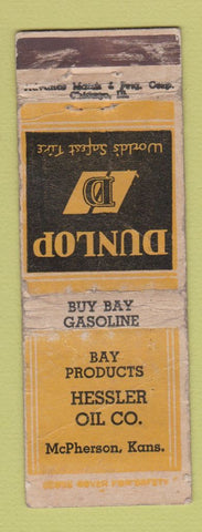 Matchbook Cover - Hessler oil gas Bay McPherson KS Dunlop Tires POOR
