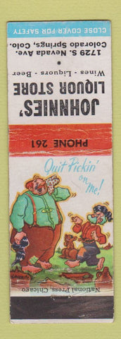Matchbook Cover - Johnnies' Liquor Store Colorado Springs hillbilly WEAR
