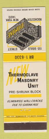 Matchbook Cover - Domine Thermoclave Masonry Block Cement Rochester NY