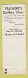 Matchbook Cover - Prange's Coffee Shop Colorado Springs WEAR