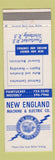 Matchbook Cover - New England Machine Electric Westerly RI PAWtucket