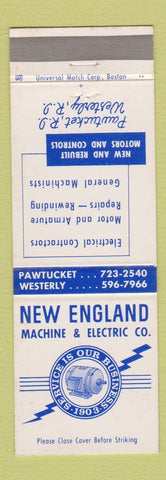 Matchbook Cover - New England Machine Electric Westerly RI PAWtucket