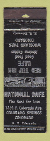 Matchbook Cover - National Cafe Colorado Springs POOR STRIKER