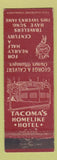 Matchbook Cover - Tacoma Hotel WA WEAR