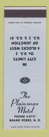Matchbook Cover - Plainsman Motel Grand Forks ND