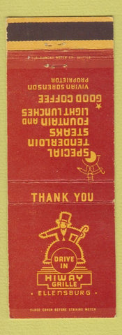 Matchbook Cover - Hiway Grille Drive In Ellensburg WA