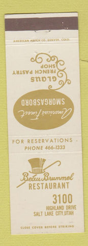Matchbook Cover - Beau Brummel Restaurant Salt Lake City UT