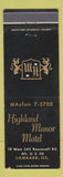Matchbook Cover - Highland Manor Motel Lombard IL