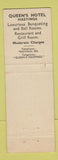 Matchbook Cover - Queen's Hotel Hastings UK WEAR