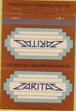 Matchbook Cover - Zaritas restaurant Mexican Food 40 Strike