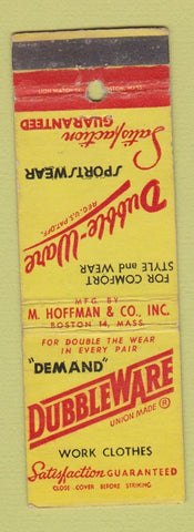 Matchbook Cover - Dubbleware Worth Clothes M Hoffman Boston MA