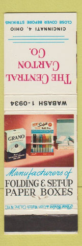 Matchbook Cover - Central Carton Cincinnati OH paper boxes