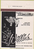 Matchbook Cover - Willie's Steak House Motel Brenham TX 40 Strike