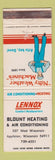 Matchbook Cover - Lennox Heating Air Conditioning Blount Appleton WI