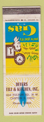 Matchbook Cover - Devers Tile Kitchen gas propane Canton OH WEAR